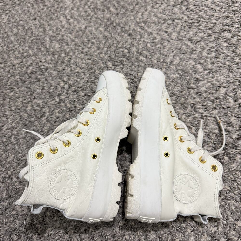 Converse All Star Lift Platform High Top Leather Shoe Sneakers White Ivory 7.5 - Picture 6 of 8